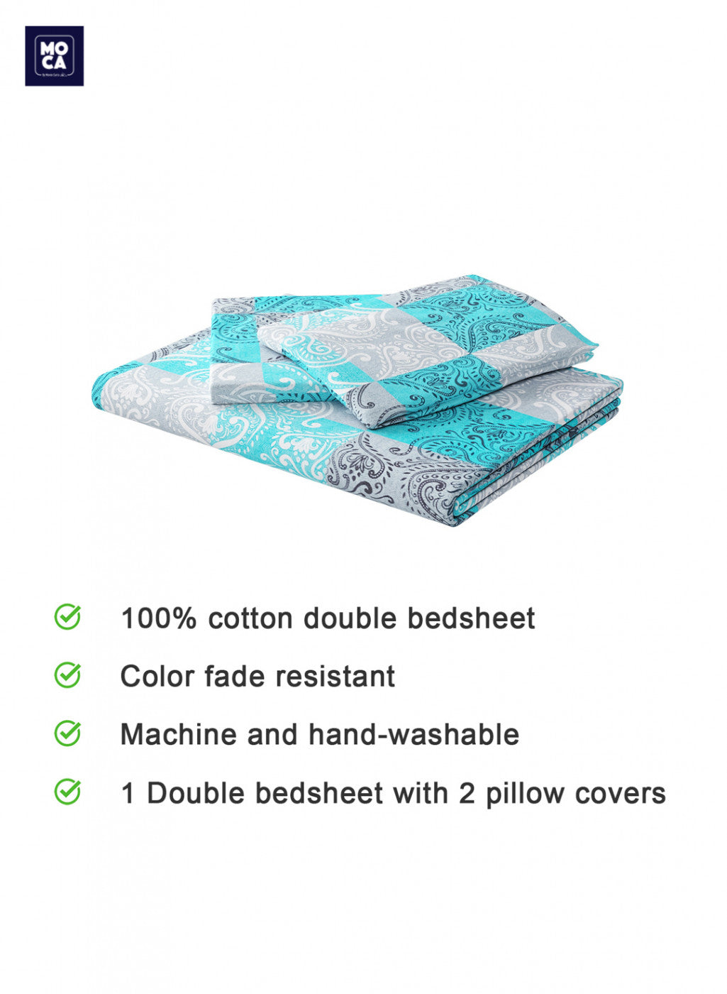 144 TC Cotton Double Bedsheet with 2 Pillow Covers