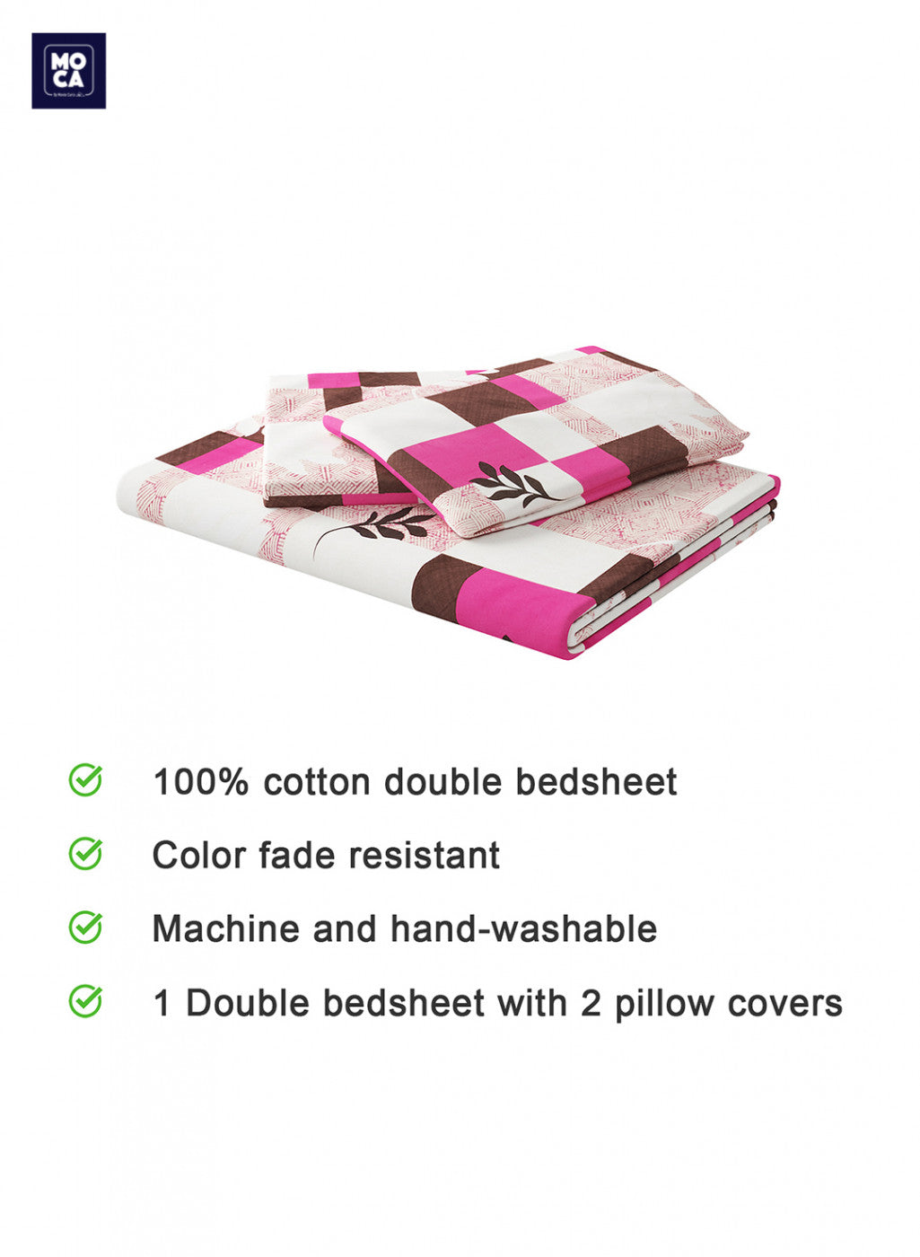 144 TC Cotton Double Bedsheet with 2 Pillow Covers