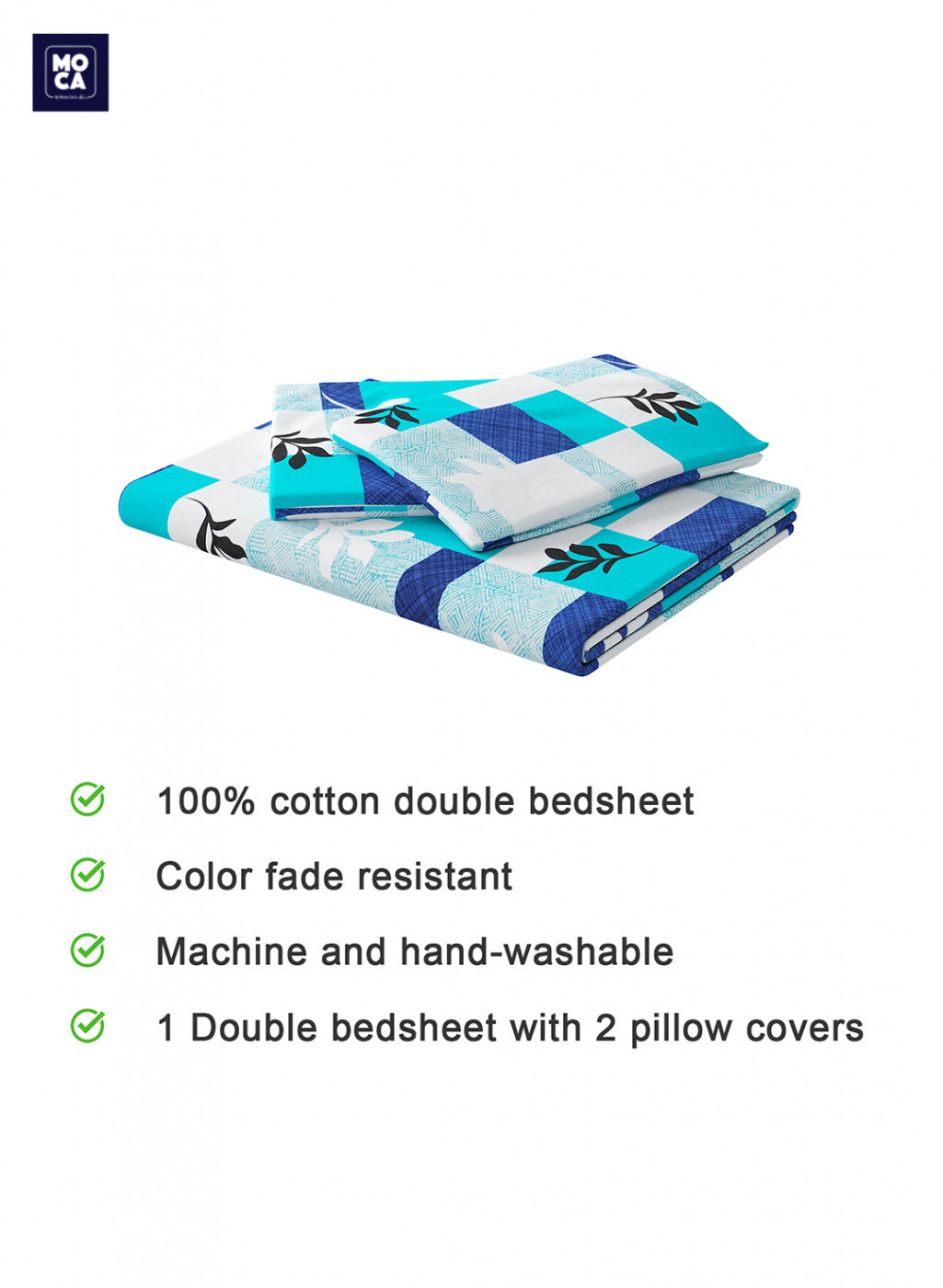 144 TC Cotton Double Bedsheet with 2 Pillow Covers