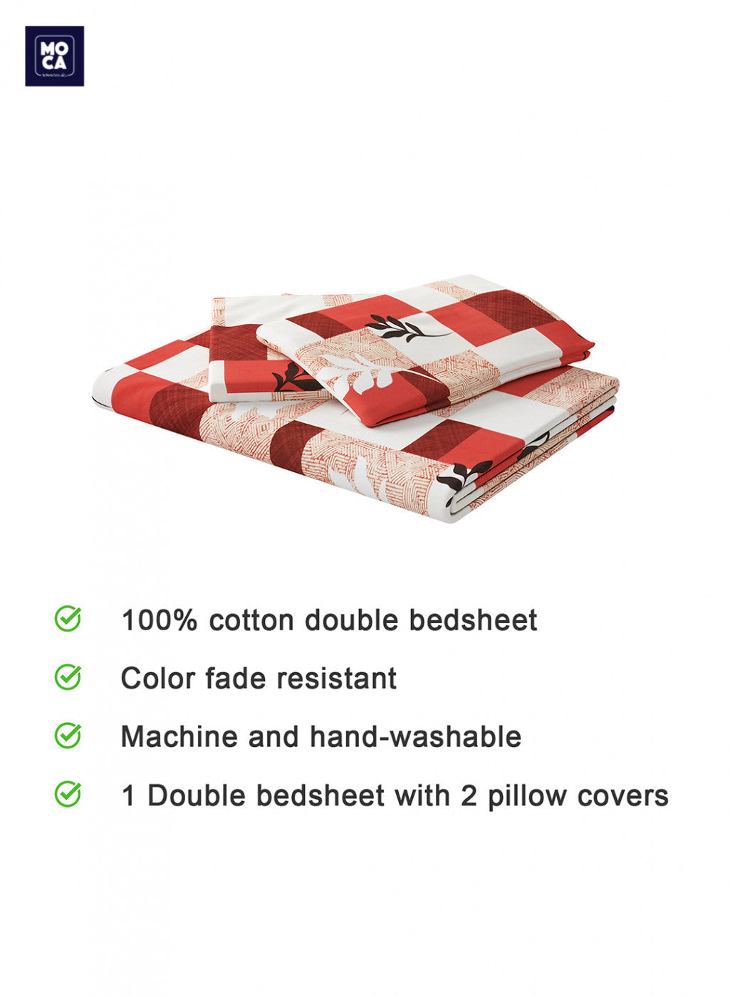 144 TC Cotton Double Bedsheet with 2 Pillow Covers