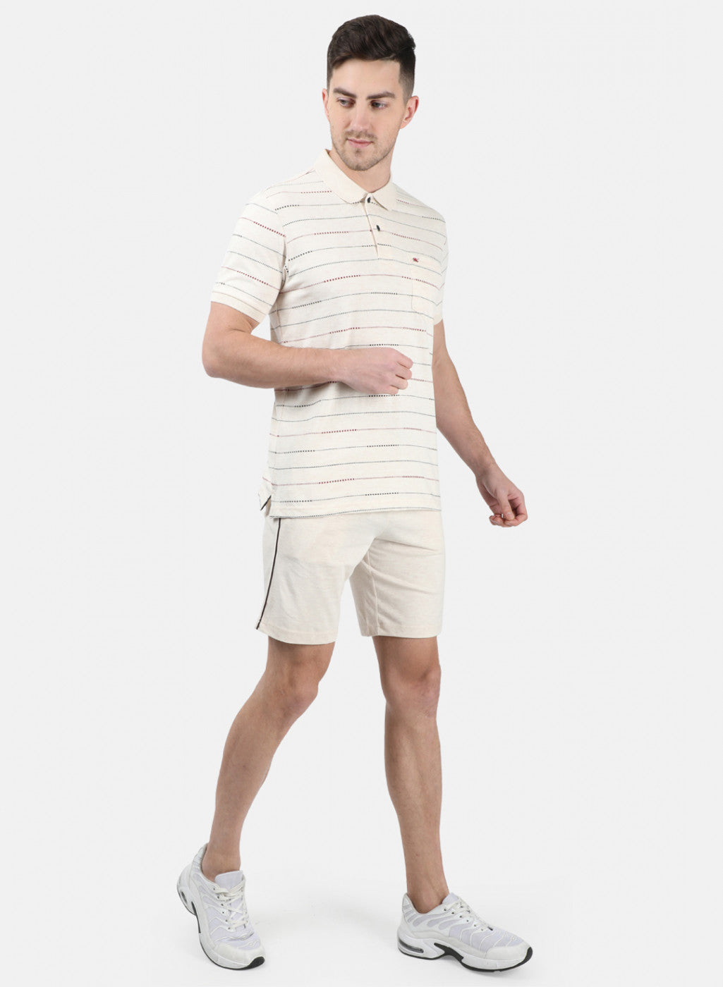 Men Beige Stripe Combo Set