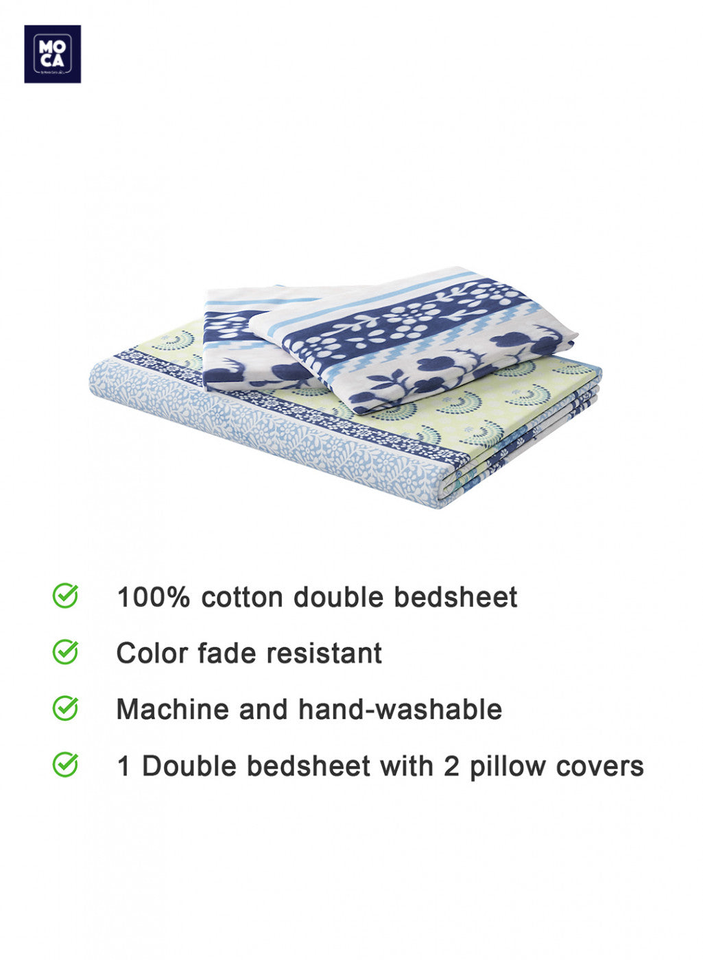 120 TC Cotton Double Bedsheet with 2 Pillow Covers