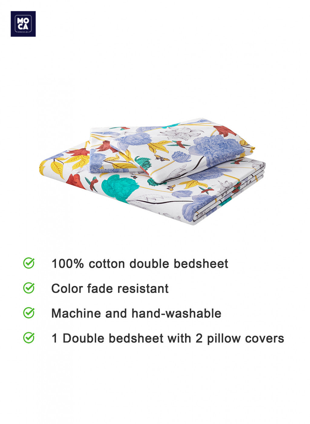 120 TC Cotton Double Bedsheet with 2 Pillow Covers