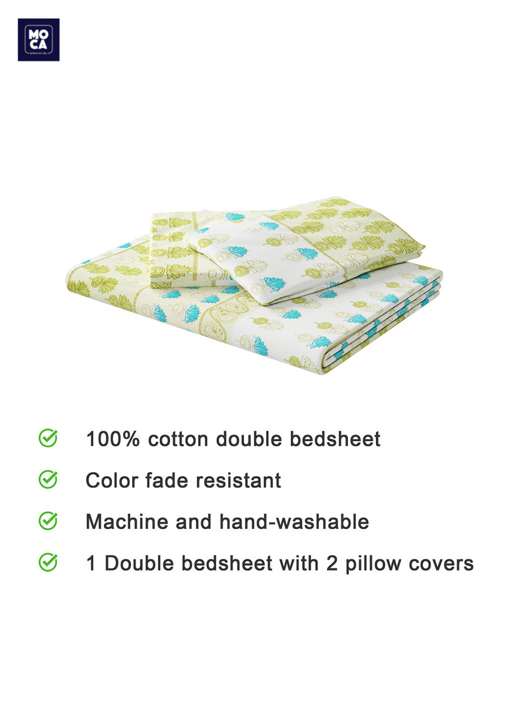 120 TC Cotton Double Bedsheet with 2 Pillow Covers