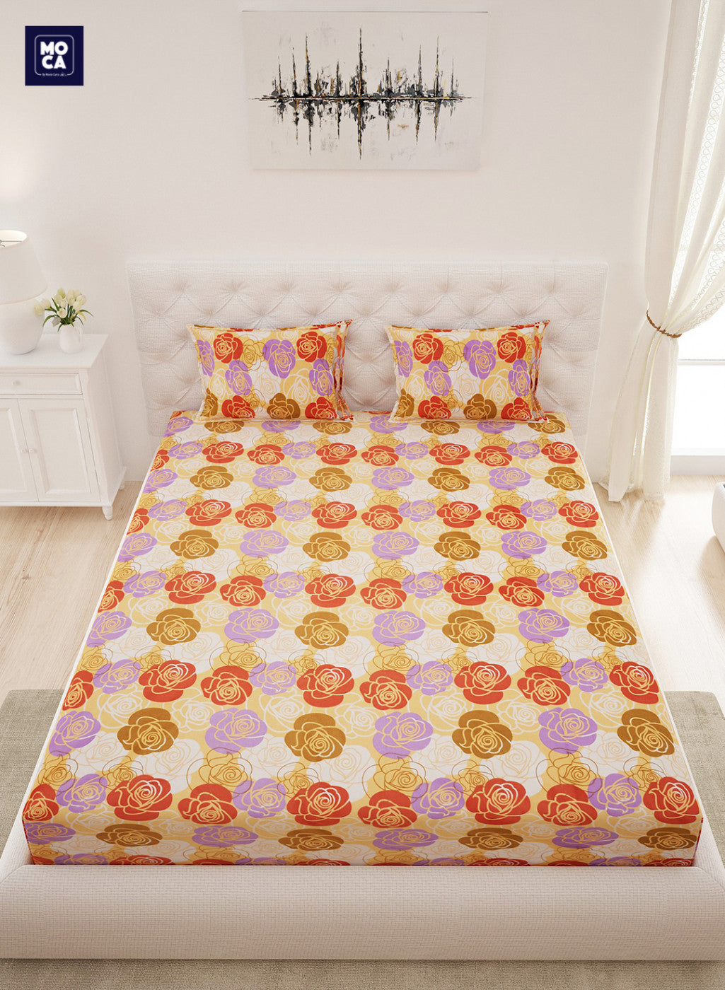 120 TC Cotton Double Bedsheet with 2 Pillow Covers