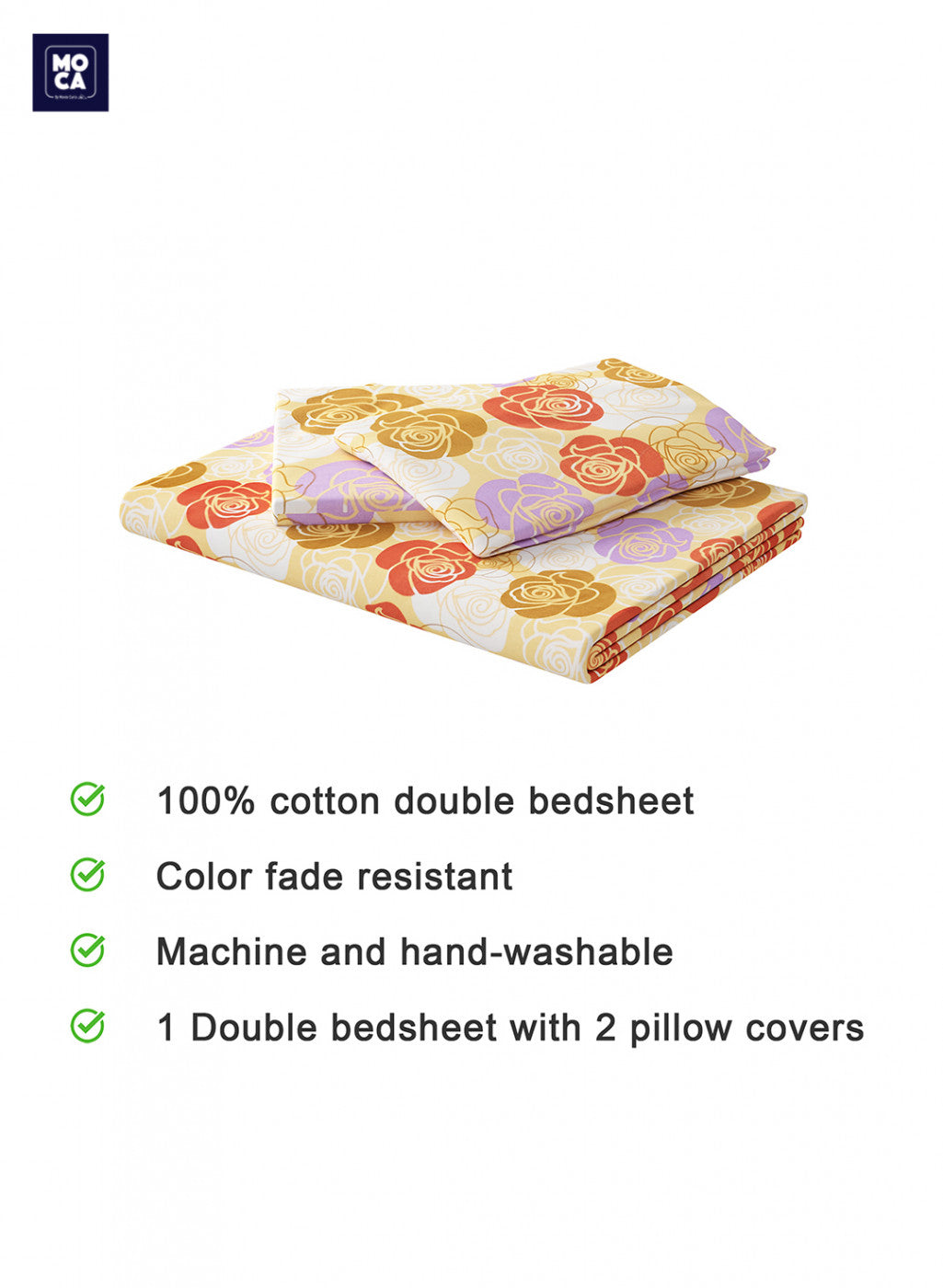 120 TC Cotton Double Bedsheet with 2 Pillow Covers