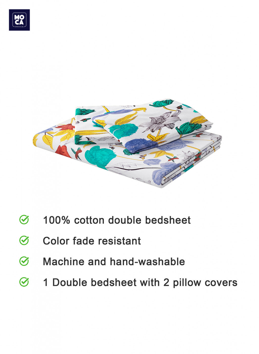 120 TC Cotton Double Bedsheet with 2 Pillow Covers