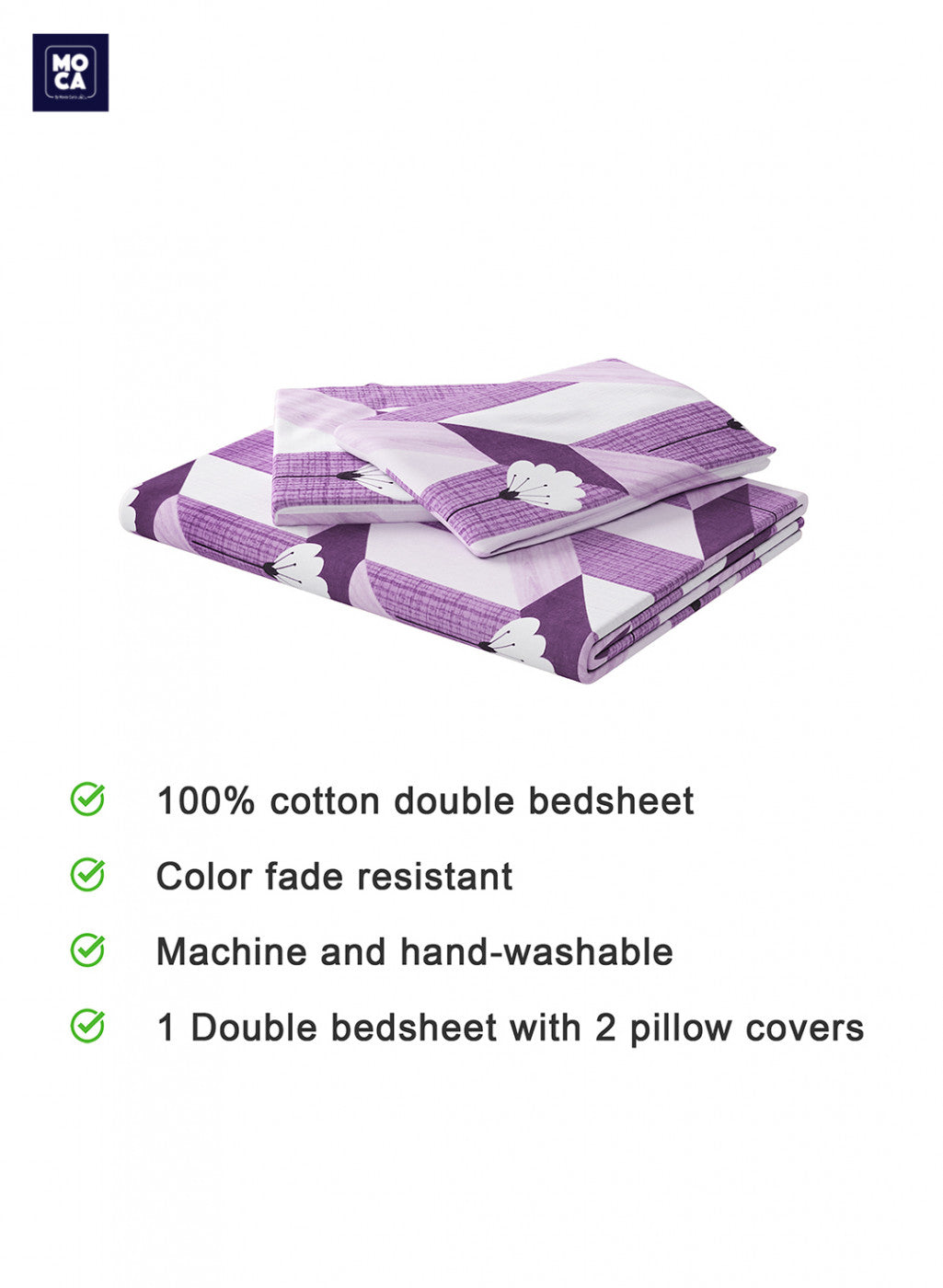 120 TC Cotton Double Bedsheet with 2 Pillow Covers