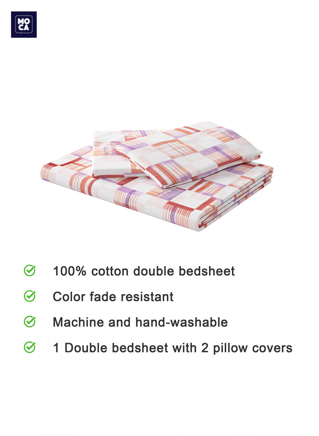 120 TC Cotton Double Bedsheet with 2 Pillow Covers