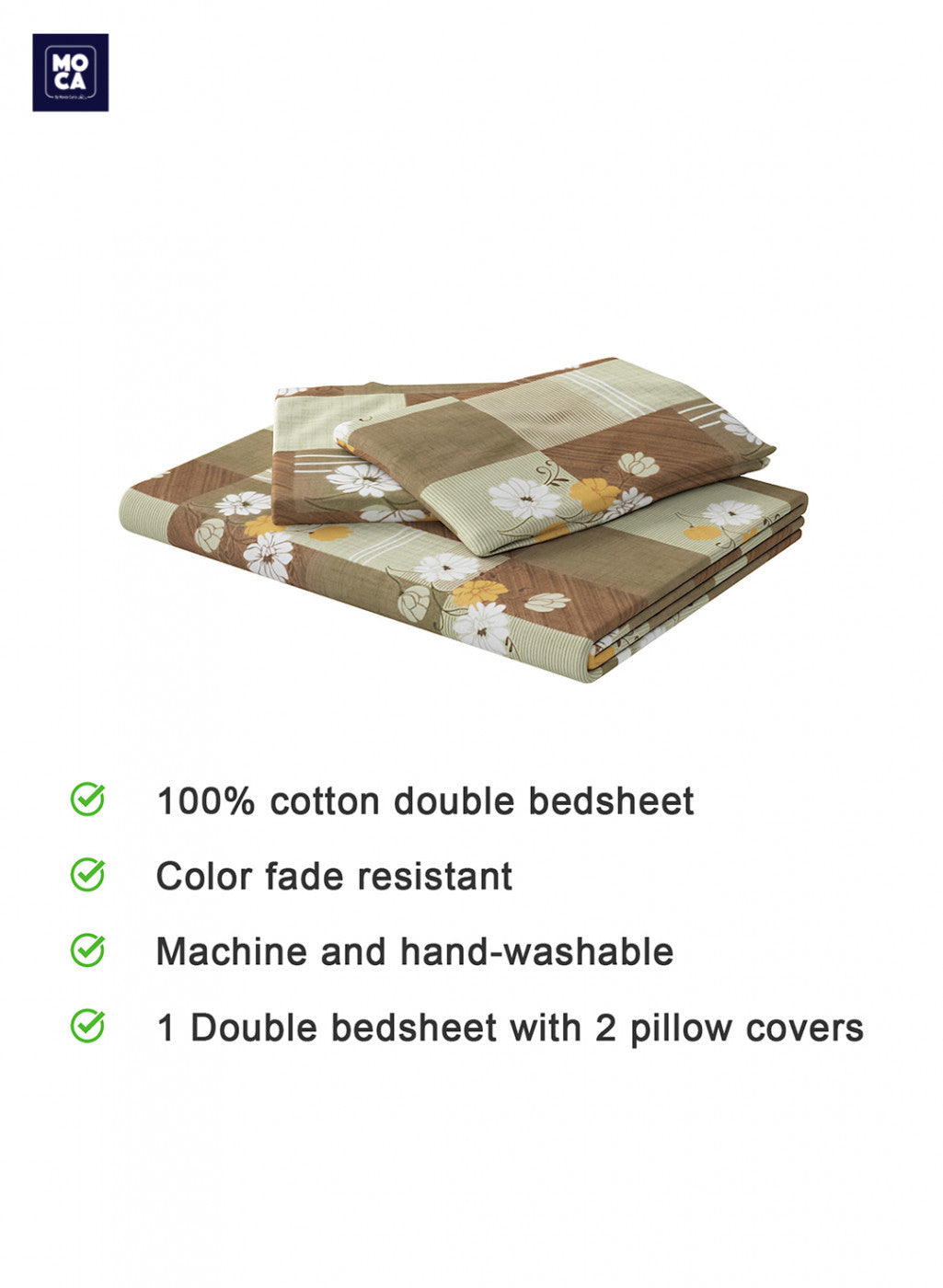 120 TC Cotton Double Bedsheet with 2 Pillow Covers