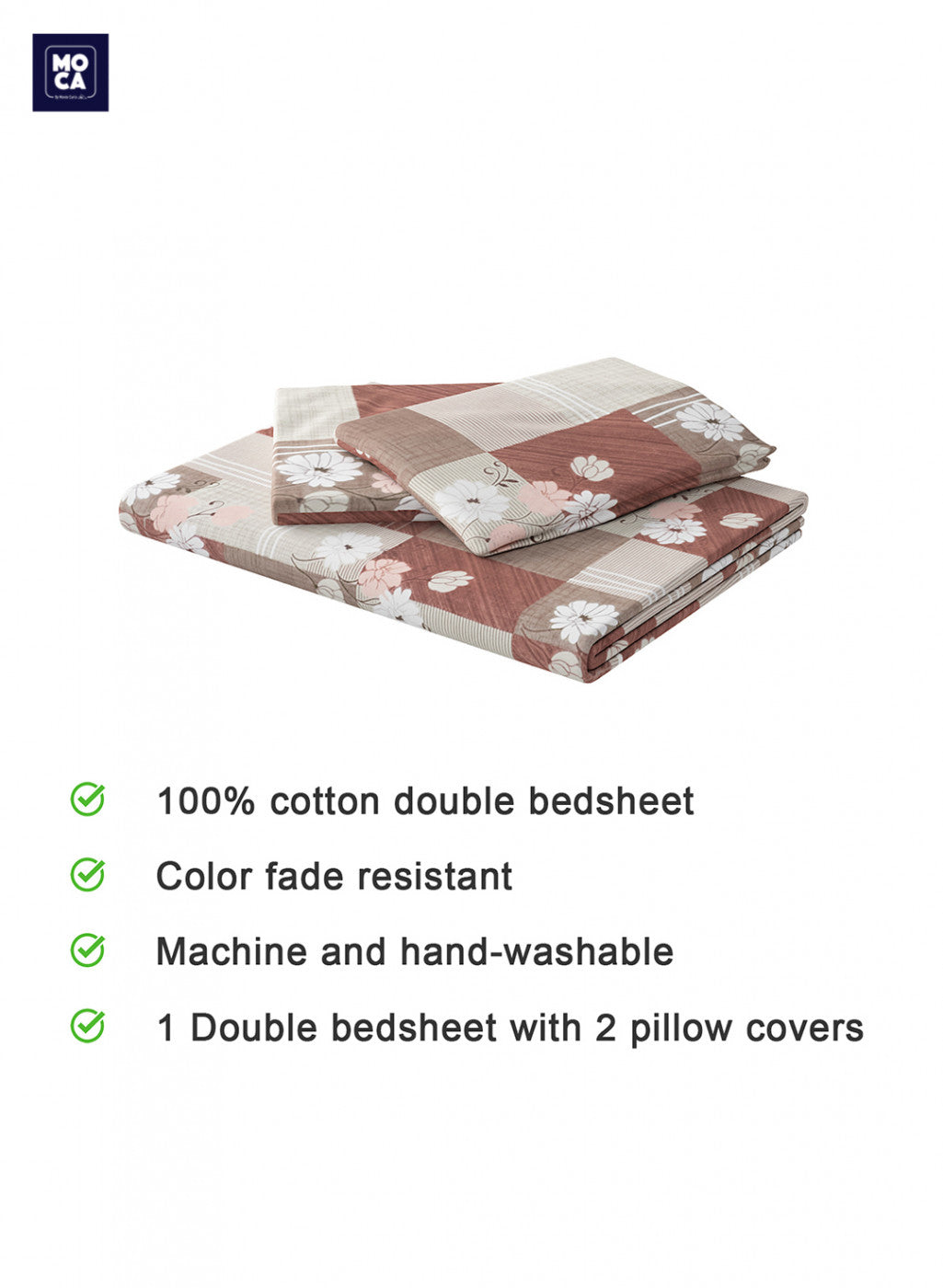 120 TC Cotton Double Bedsheet with 2 Pillow Covers