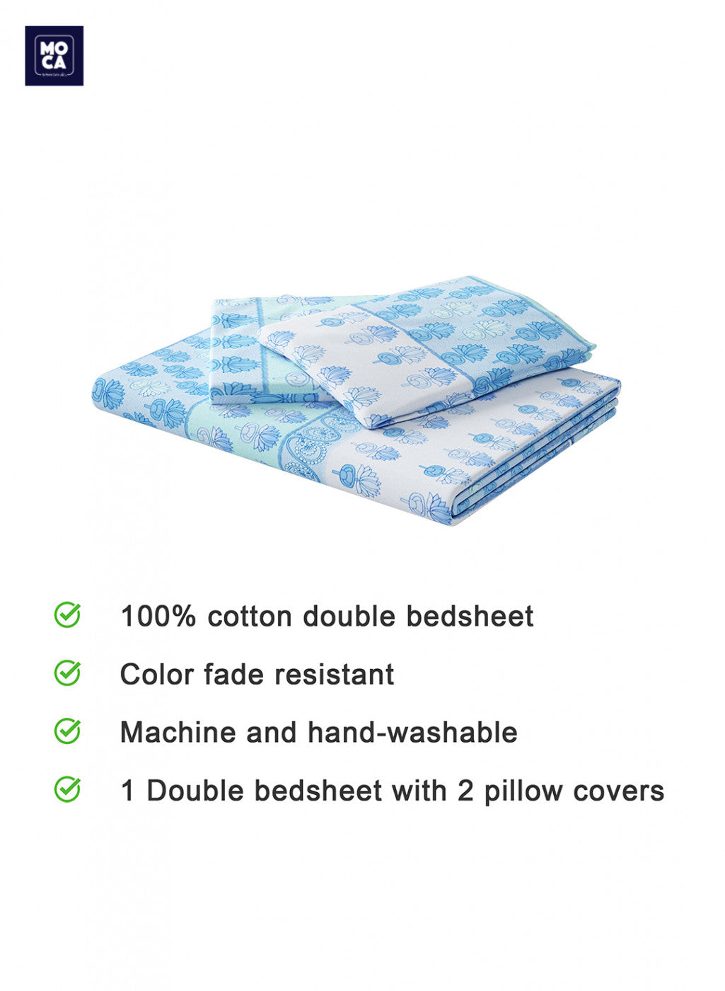 120 TC Cotton Double Bedsheet with 2 Pillow Covers