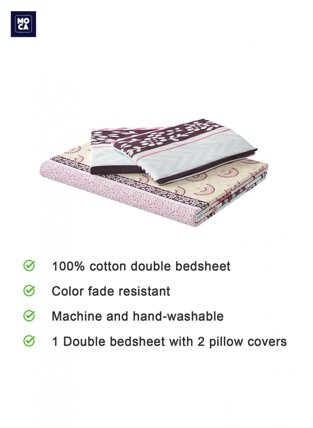 120 TC Cotton Double Bedsheet with 2 Pillow Covers