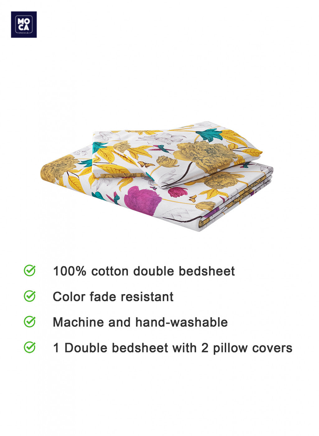 120 TC Cotton Double Bedsheet with 2 Pillow Covers