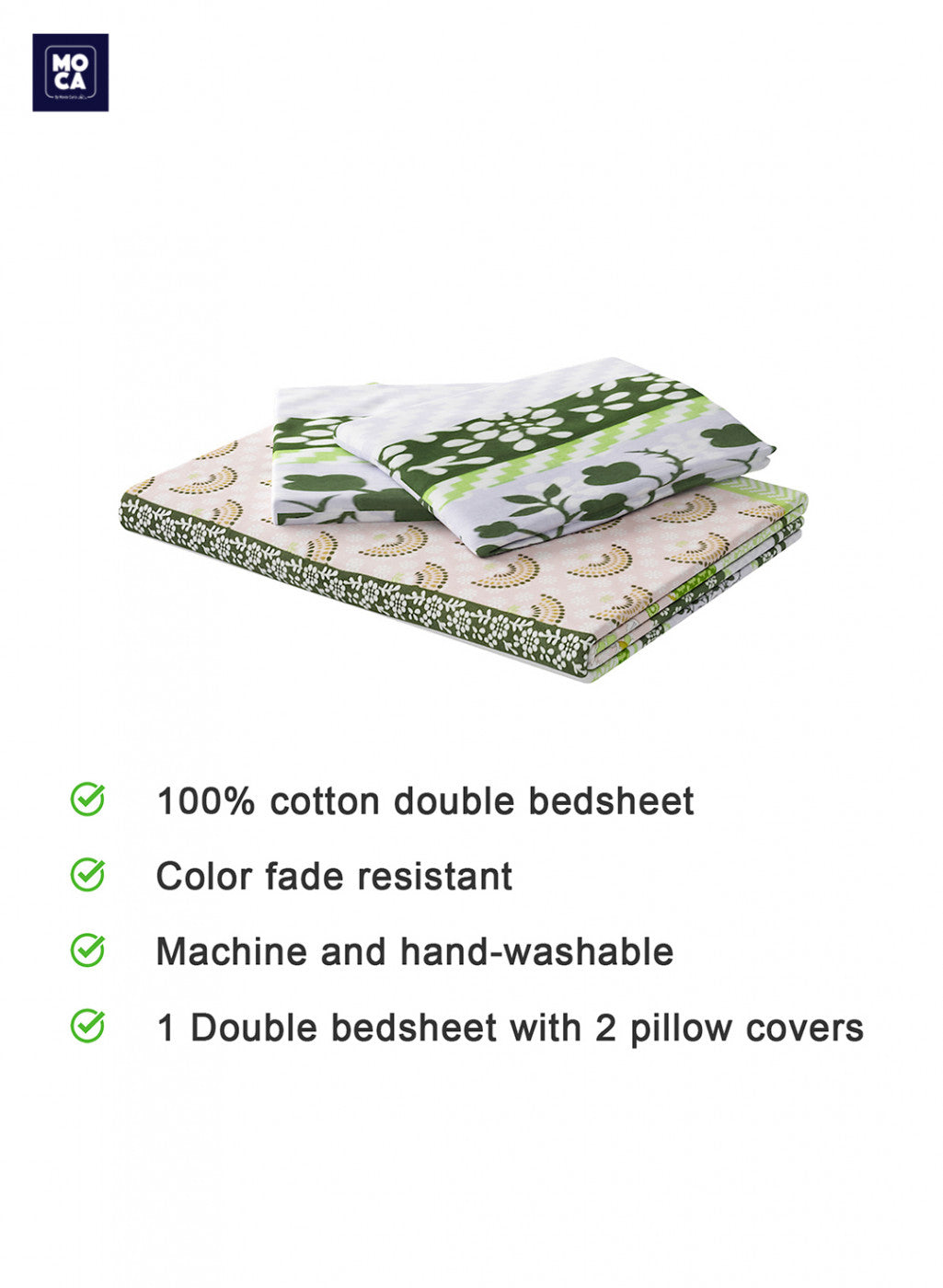 120 TC Cotton Double Bedsheet with 2 Pillow Covers