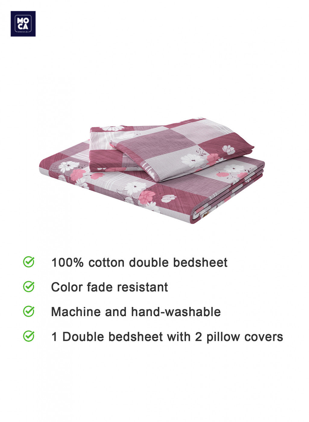 120 TC Cotton Double Bedsheet with 2 Pillow Covers