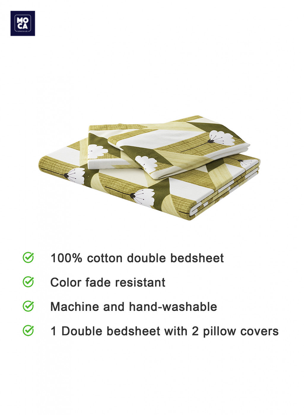 120 TC Cotton Double Bedsheet with 2 Pillow Covers