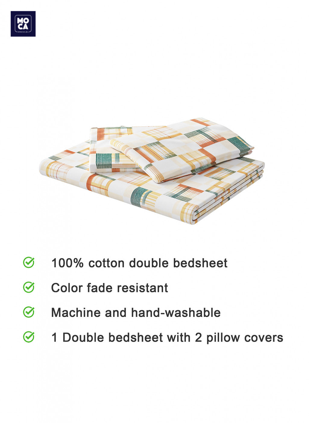 120 TC Cotton Double Bedsheet with 2 Pillow Covers