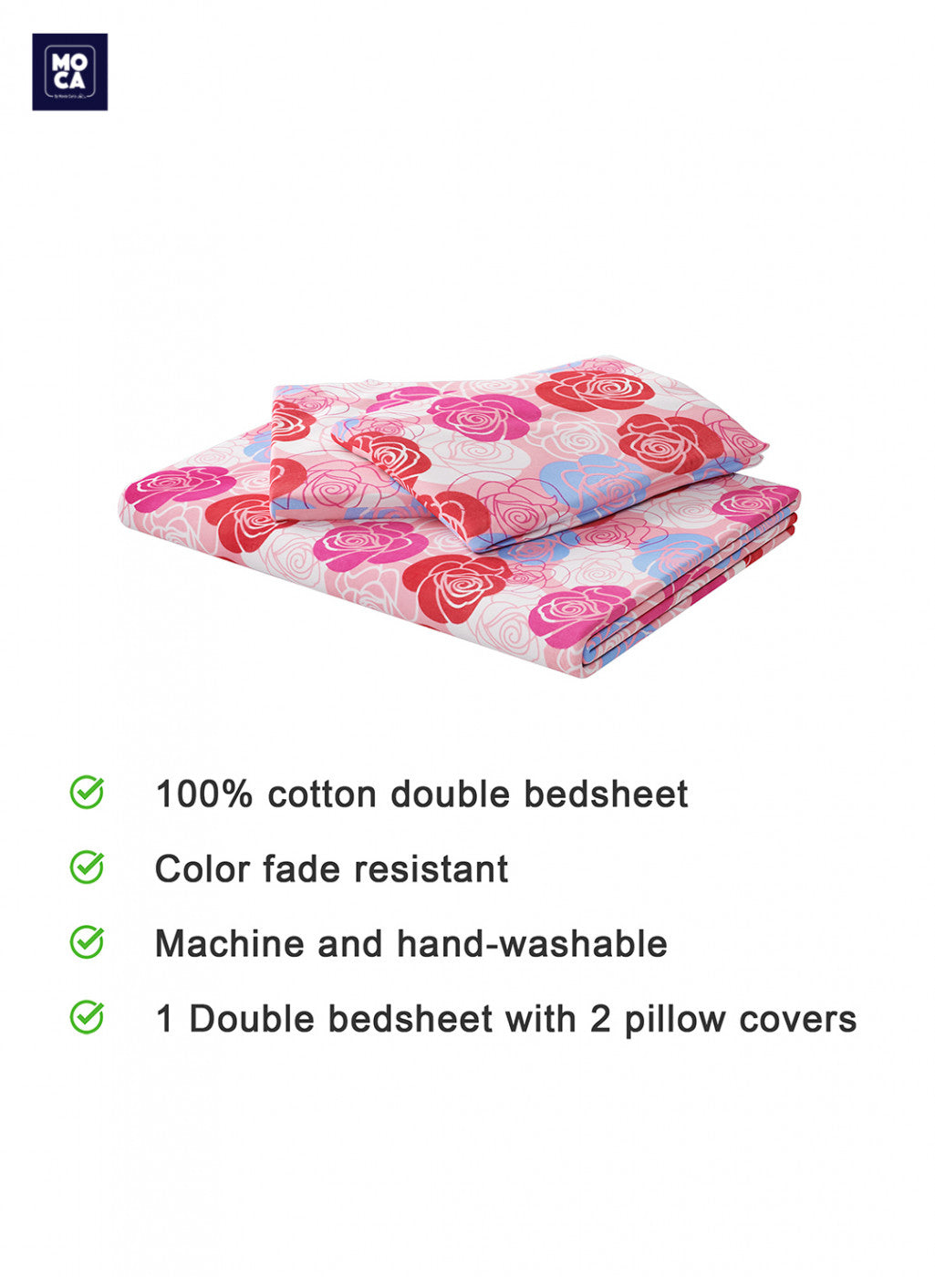 120 TC Cotton Double Bedsheet with 2 Pillow Covers