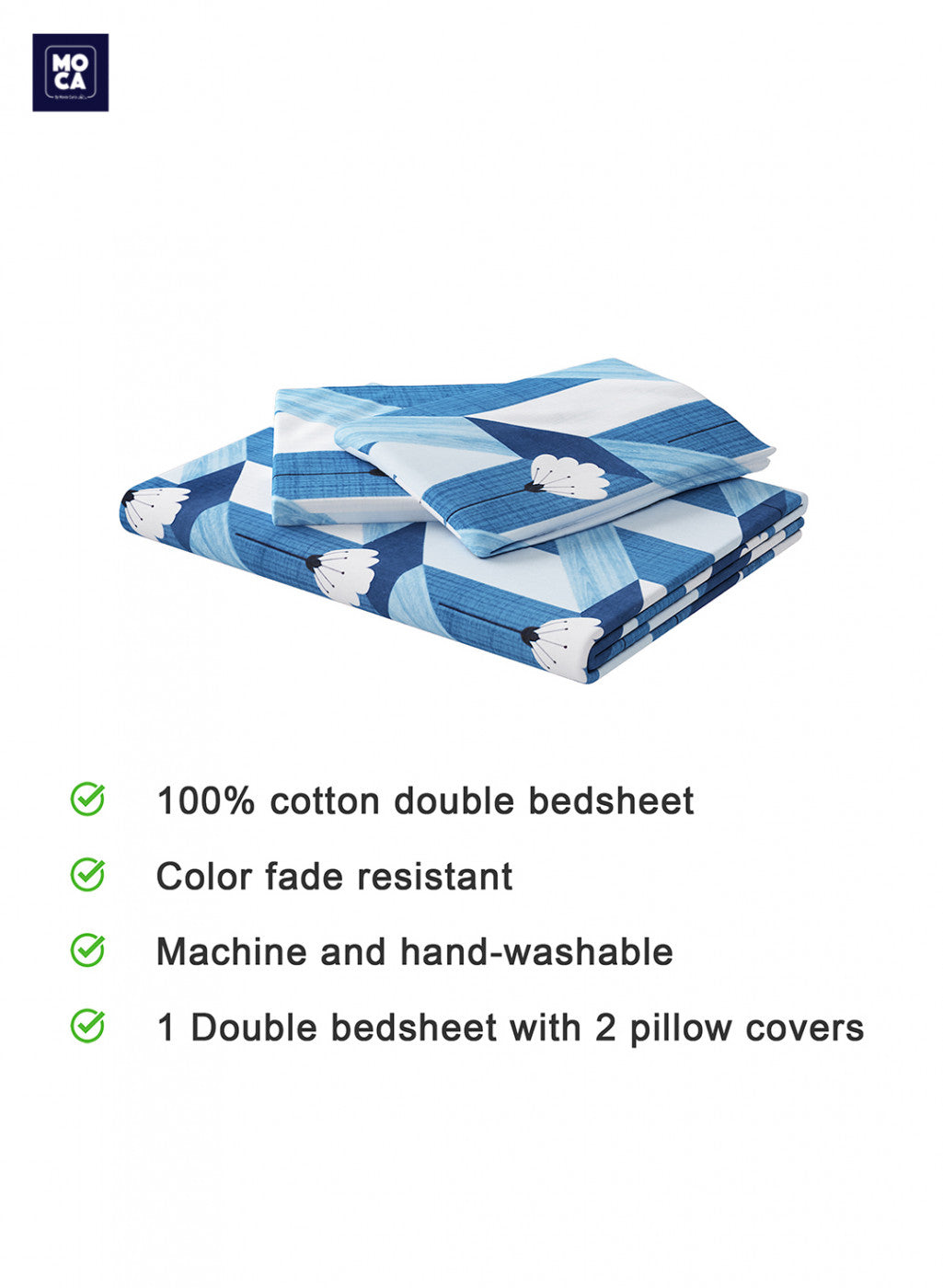 120 TC Cotton Double Bedsheet with 2 Pillow Covers