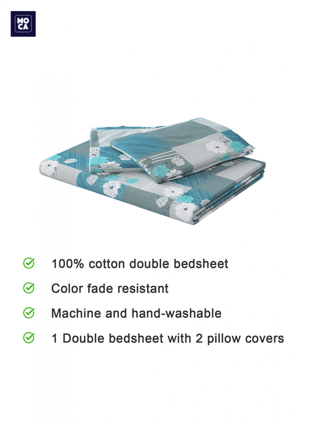 120 TC Cotton Double Bedsheet with 2 Pillow Covers