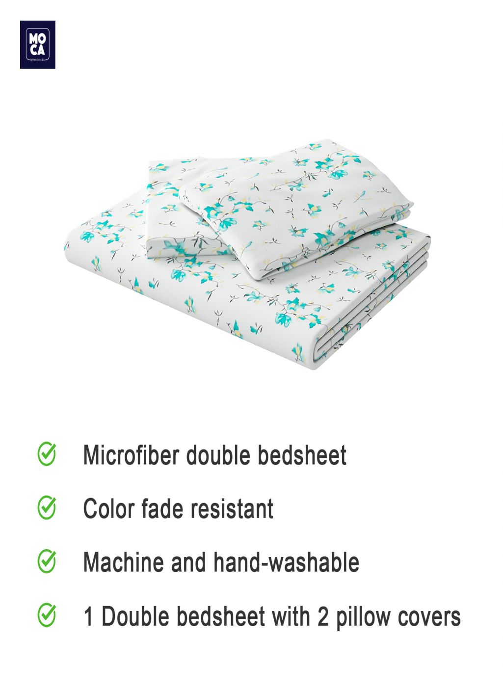 120 GSM Microfibre Double Bedsheet with 2 Pillow Covers