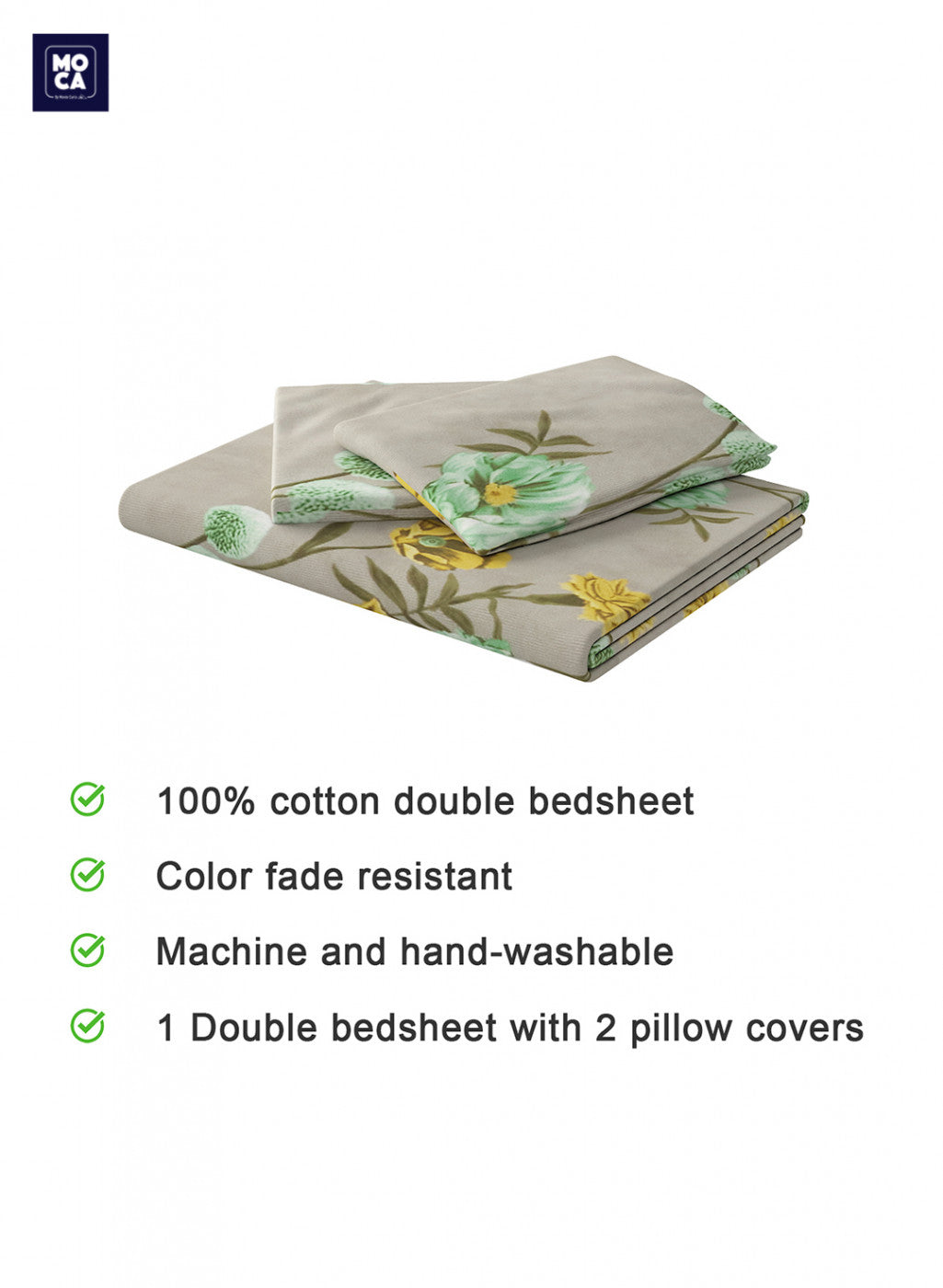 120 GSM Microfibre Double Bedsheet with 2 Pillow Covers