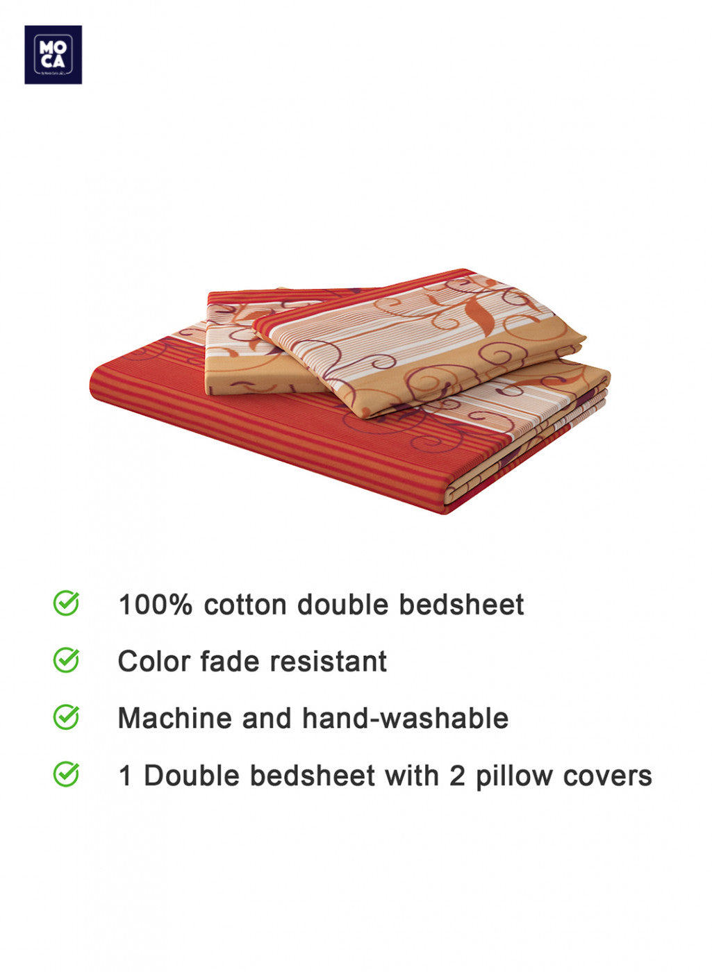 120 GSM Microfibre Double Bedsheet with 2 Pillow Covers