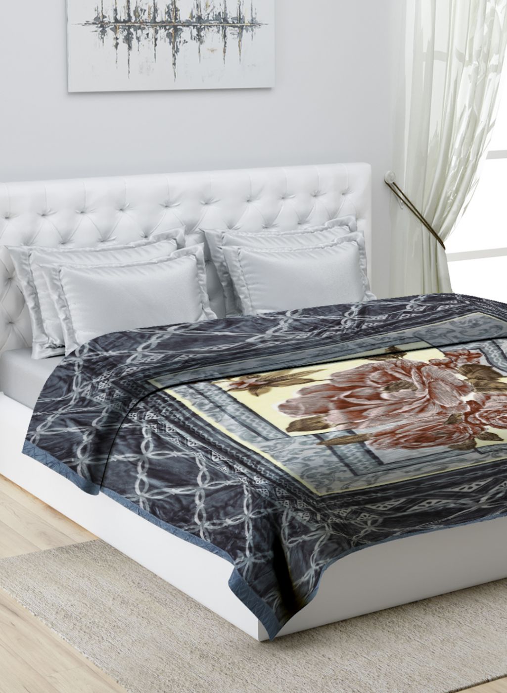 Printed Mink Double Blanket for Heavy Winter -1 Ply