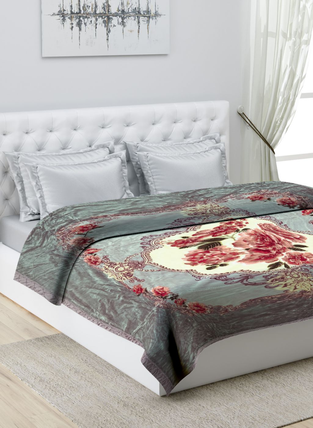 Printed Mink Double Blanket for Heavy Winter -1 Ply