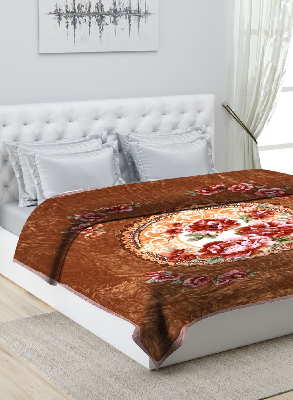 Printed Mink Double Blanket for Heavy Winter -1 Ply