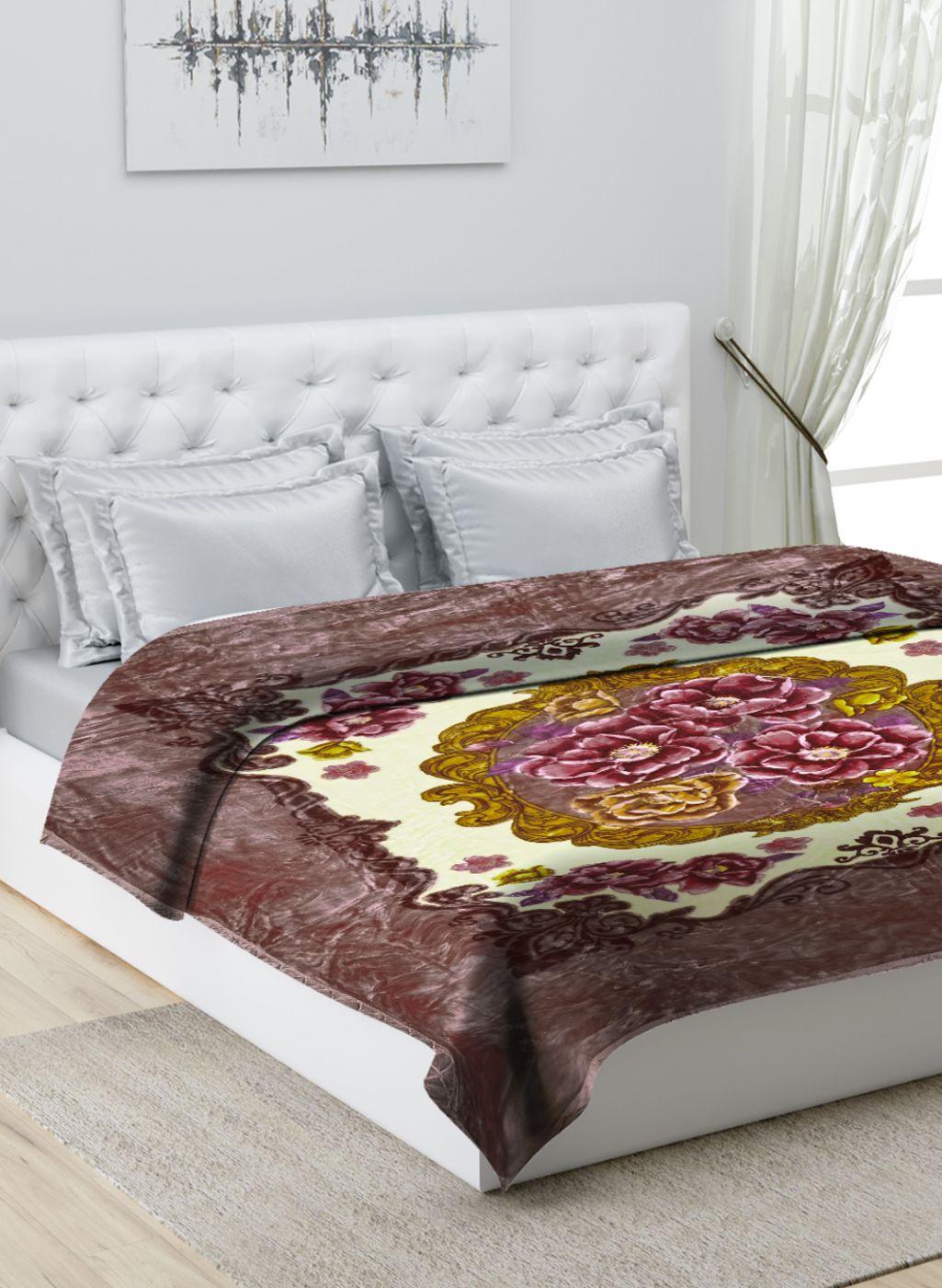 Printed Mink Double Blanket for Heavy Winter -1 Ply