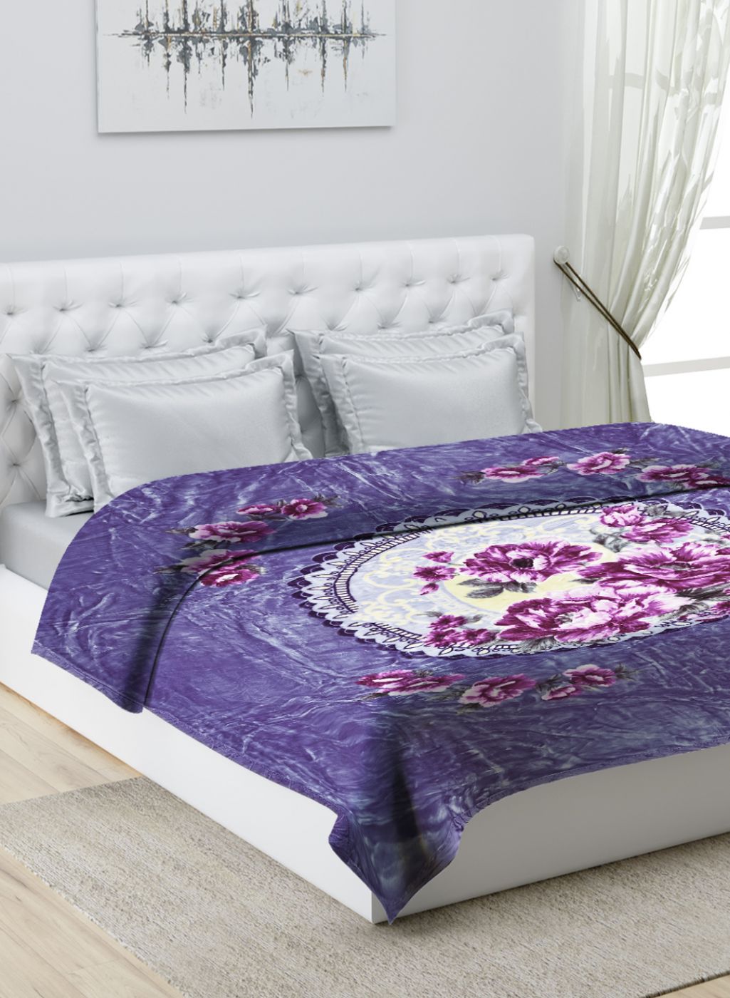 Printed Mink Double Blanket for Heavy Winter -1 Ply