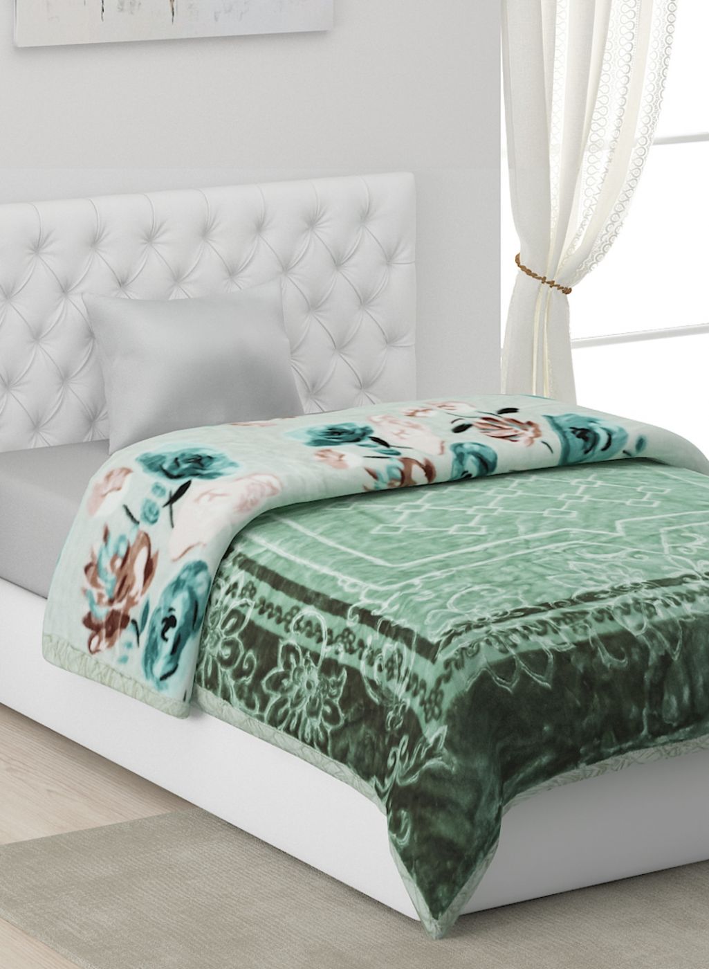 Printed Mink Single Blanket for Heavy Winter -2 Ply