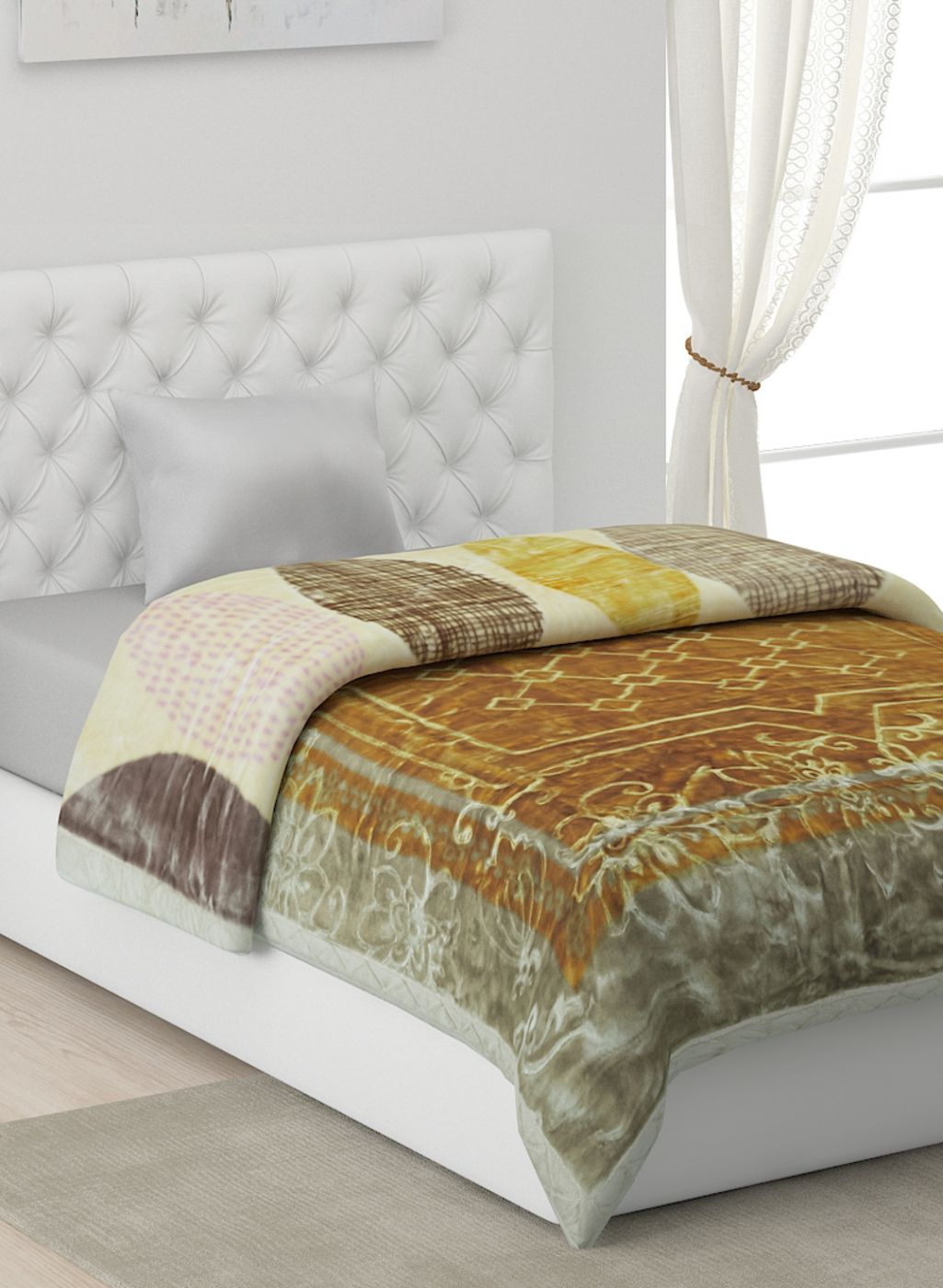 Printed Mink Single Blanket for Heavy Winter -2 Ply