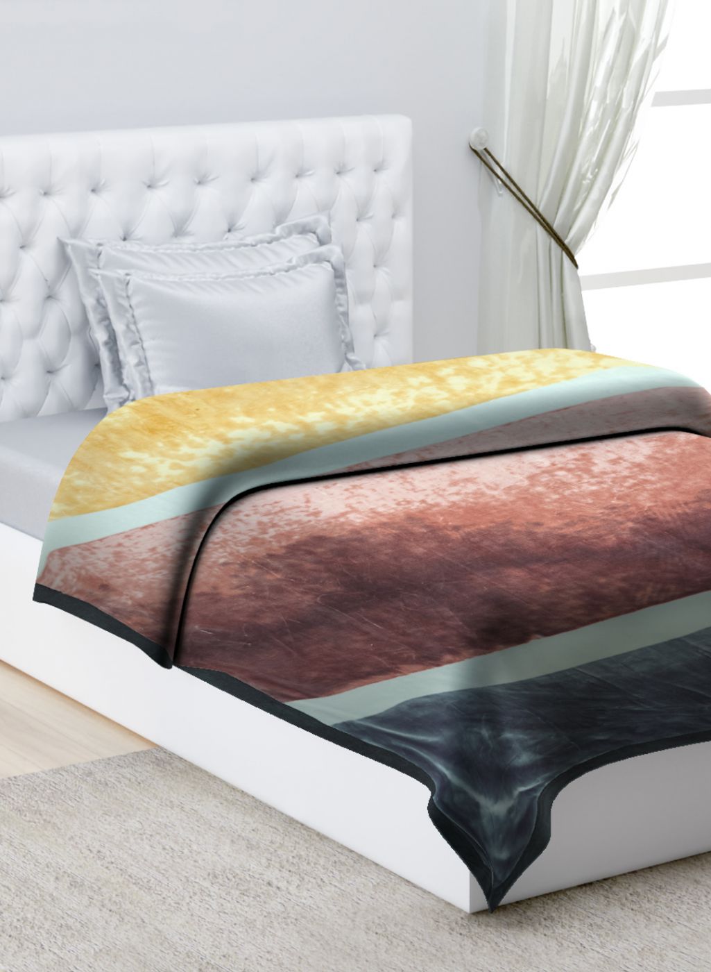 Printed Mink Single Blanket for Mild Winter - 2 Ply