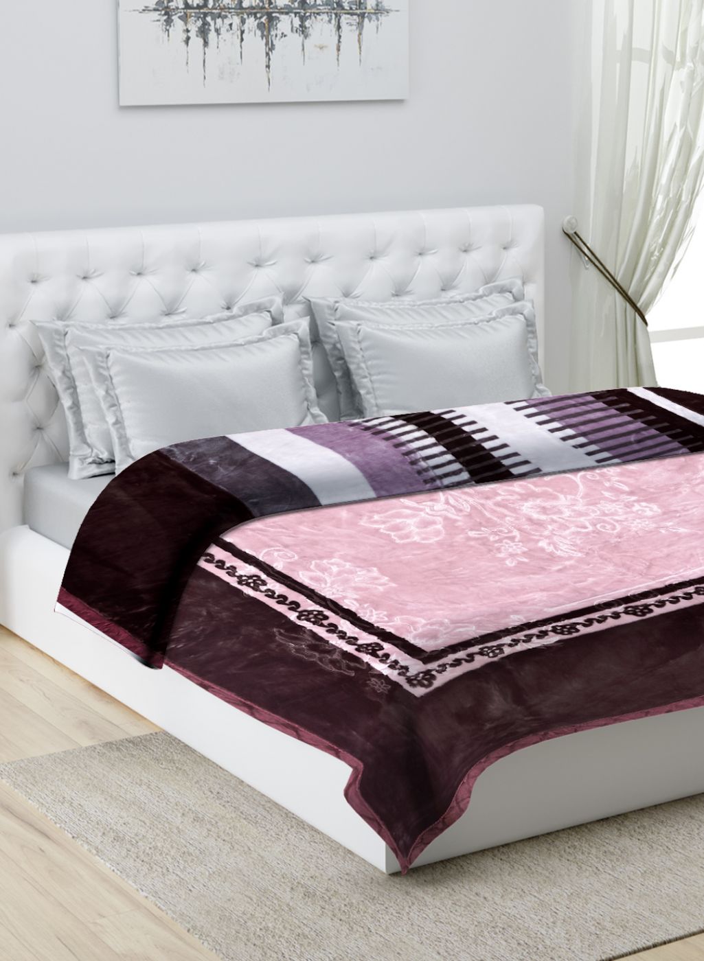 Printed Mink Double Blanket for Heavy Winter -2 Ply