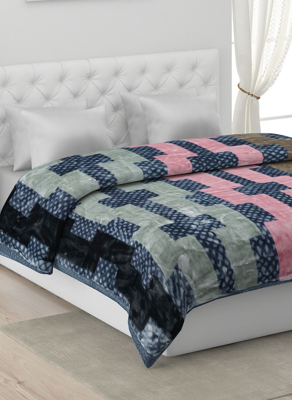 Printed Mink Double Blanket for Heavy Winter -2 Ply