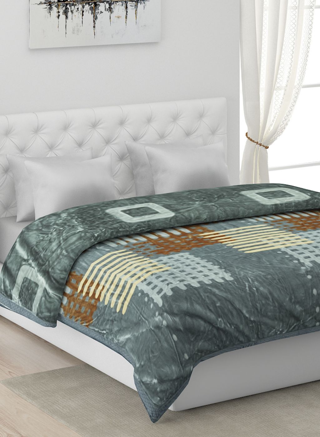 Printed Mink Double Blanket for Heavy Winter -2 Ply