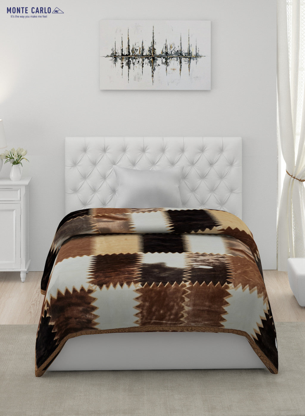 Printed Mink Single Blanket for Mild Winter -2 Ply