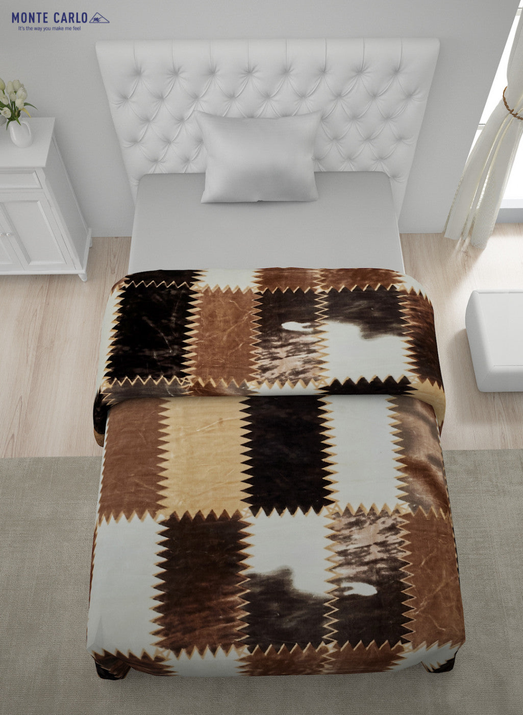 Printed Mink Single Blanket for Mild Winter -2 Ply