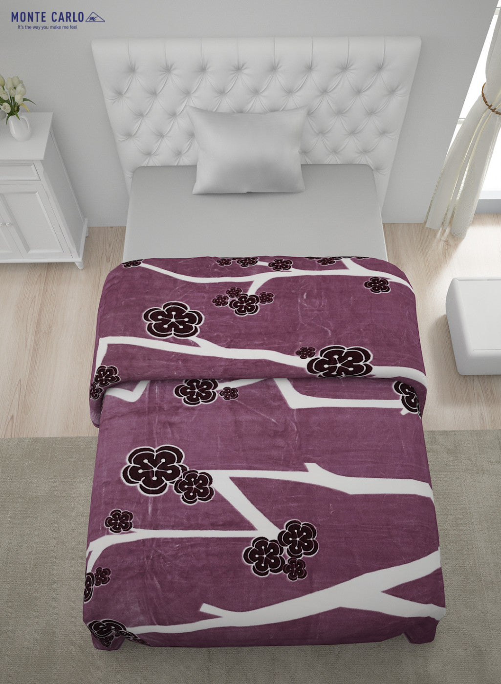 Printed Mink Single Blanket for Mild Winter -2 Ply