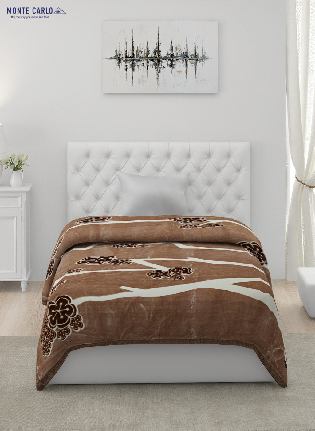 Printed Mink Single Blanket for Mild Winter -2 Ply