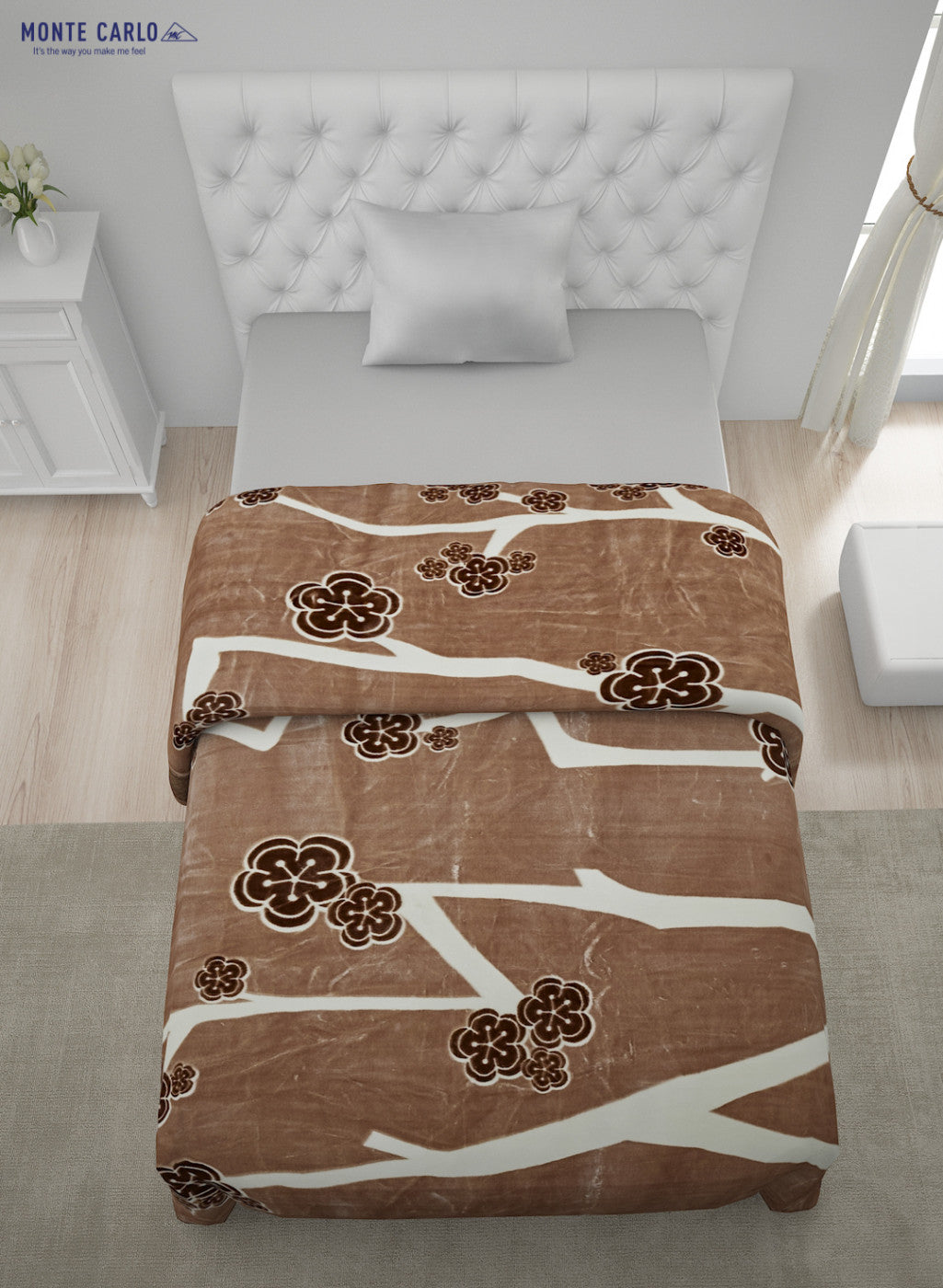 Printed Mink Single Blanket for Mild Winter -2 Ply