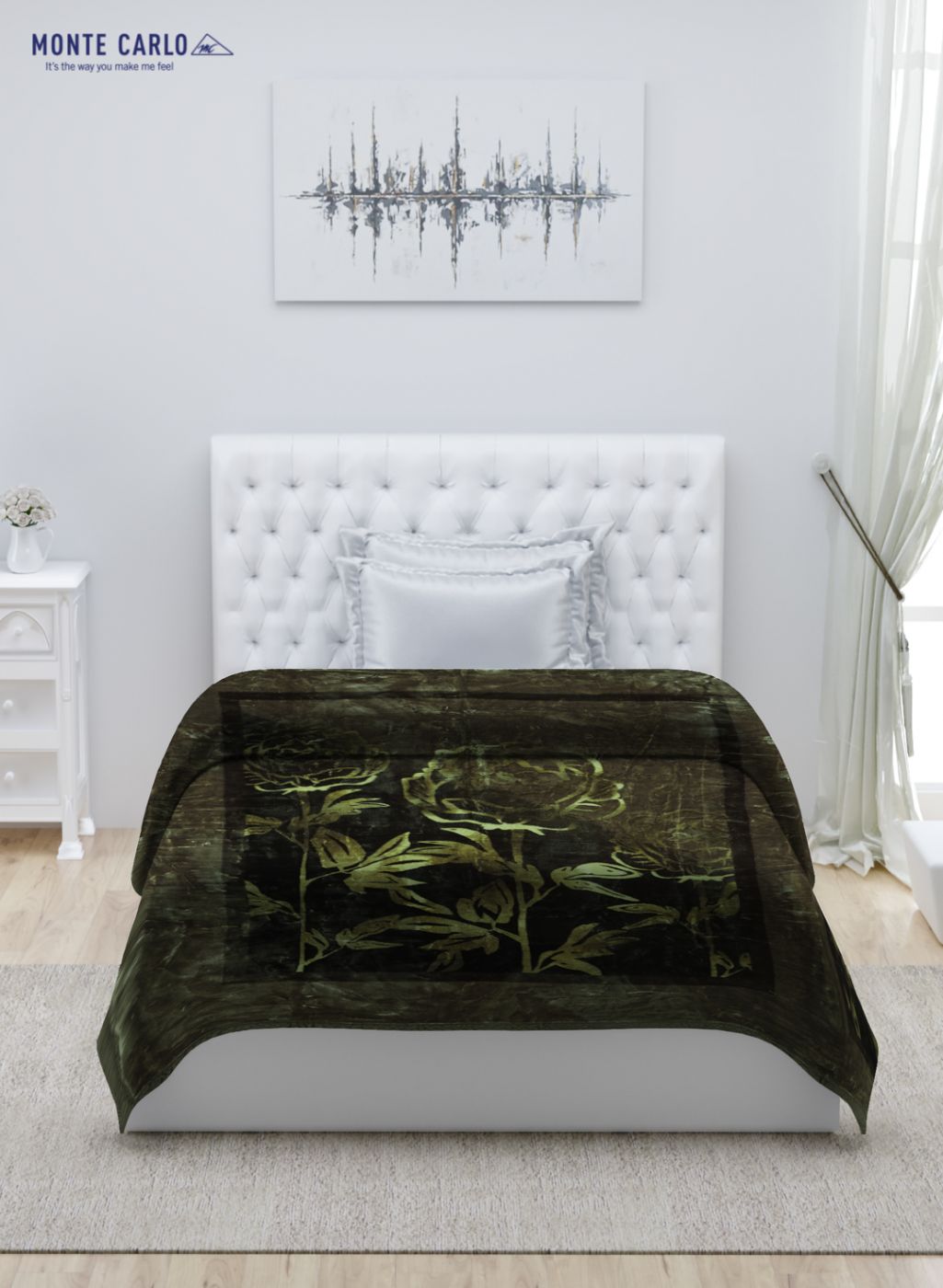 Printed Mink Single Blanket for Mild Winter - 2 Ply