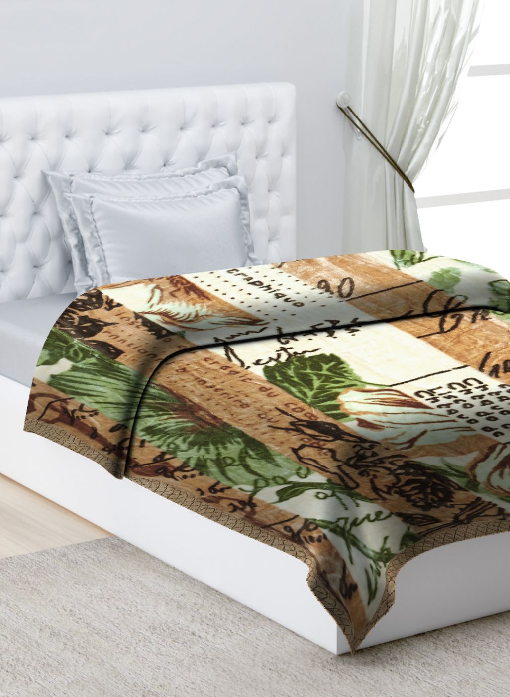 Printed Mink Single Blanket for Mild Winter - 2 Ply