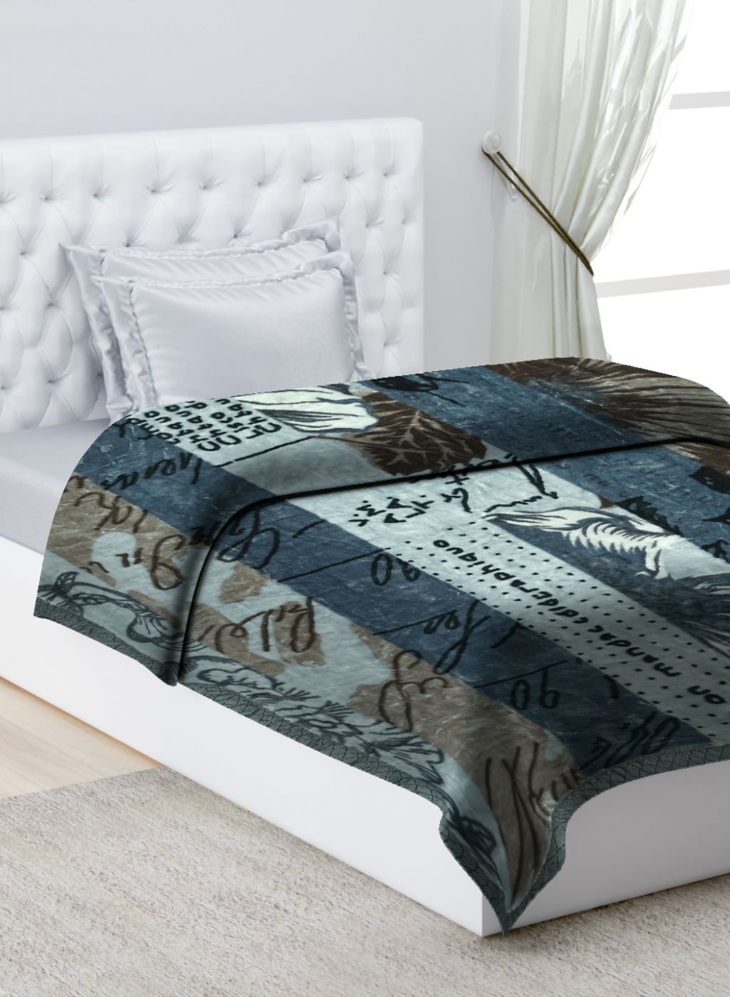 Printed Mink Single Blanket for Mild Winter - 2 Ply