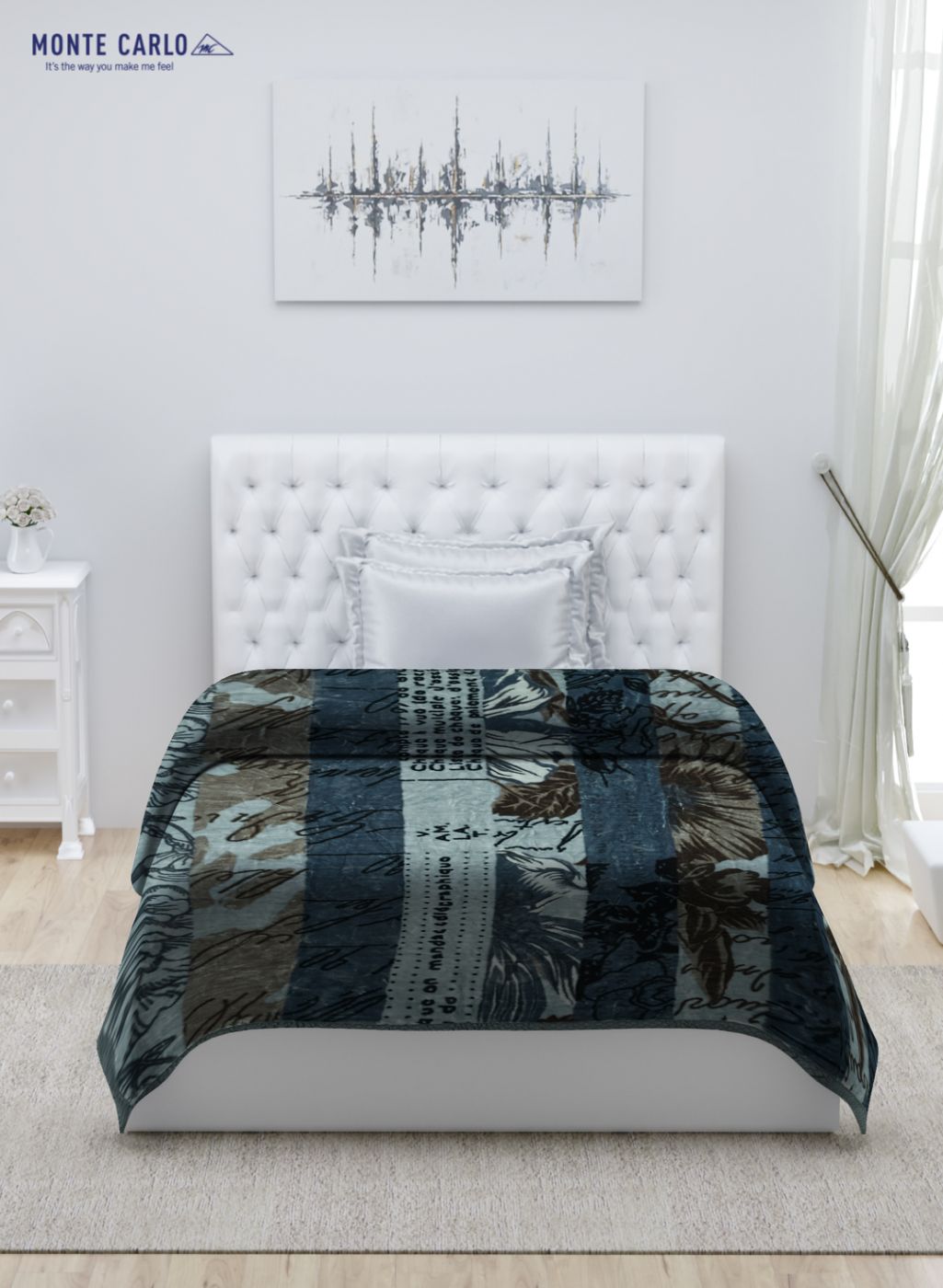 Printed Mink Single Blanket for Mild Winter - 2 Ply