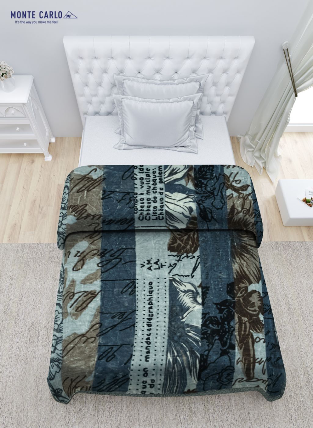 Printed Mink Single Blanket for Mild Winter - 2 Ply