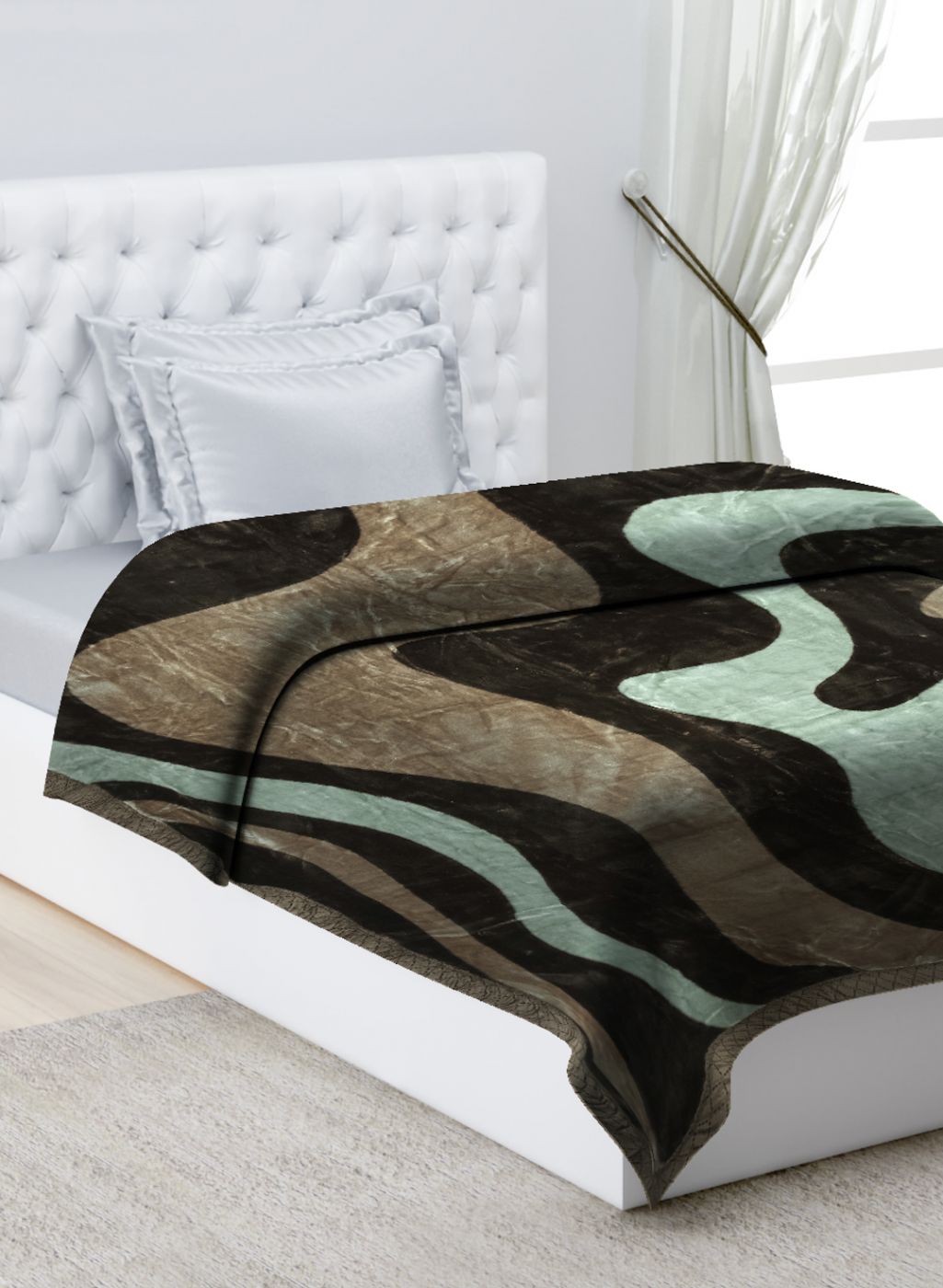 Printed Mink Single Blanket for Mild Winter - 2 Ply